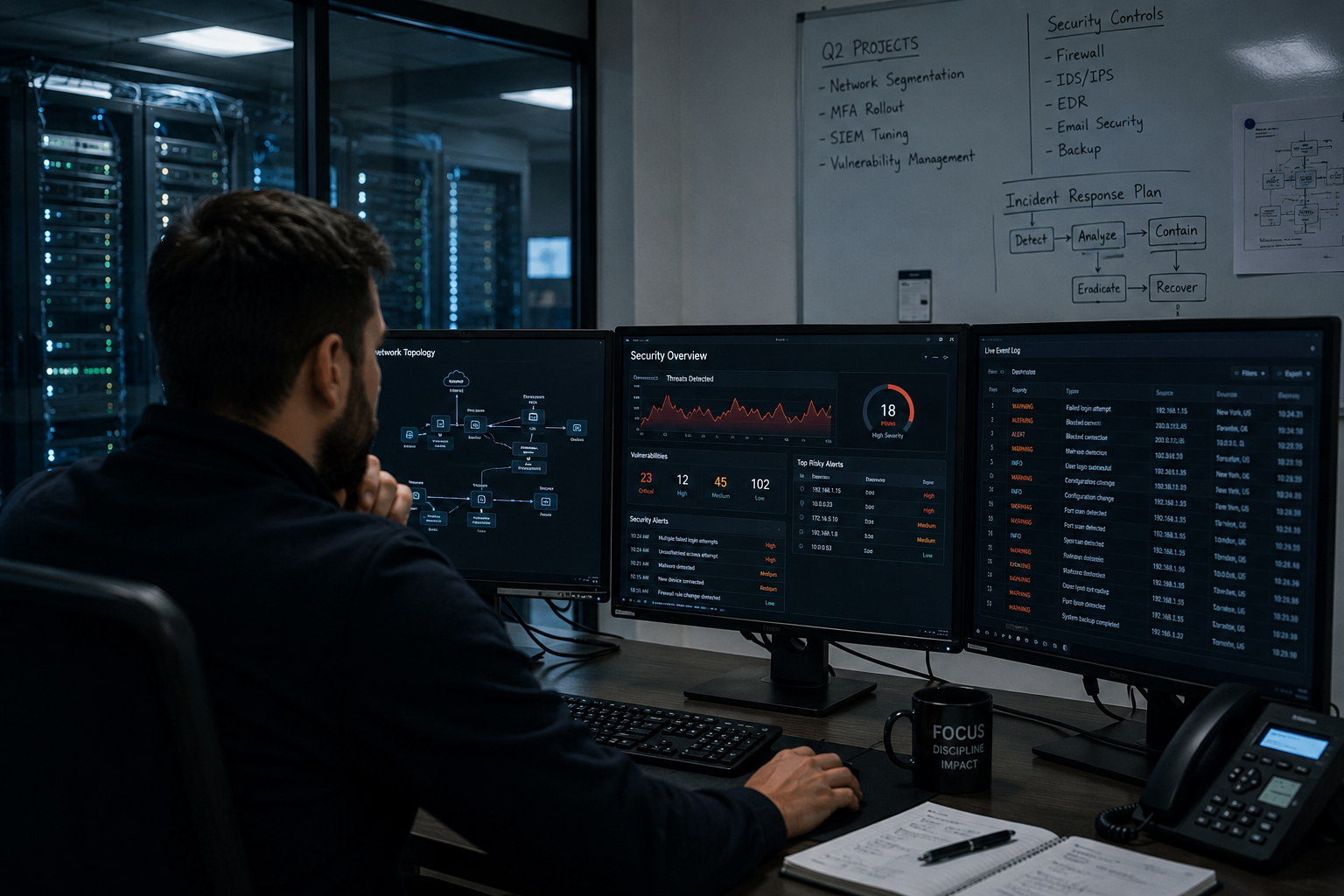 Technical team reviewing container and infrastructure performance metrics