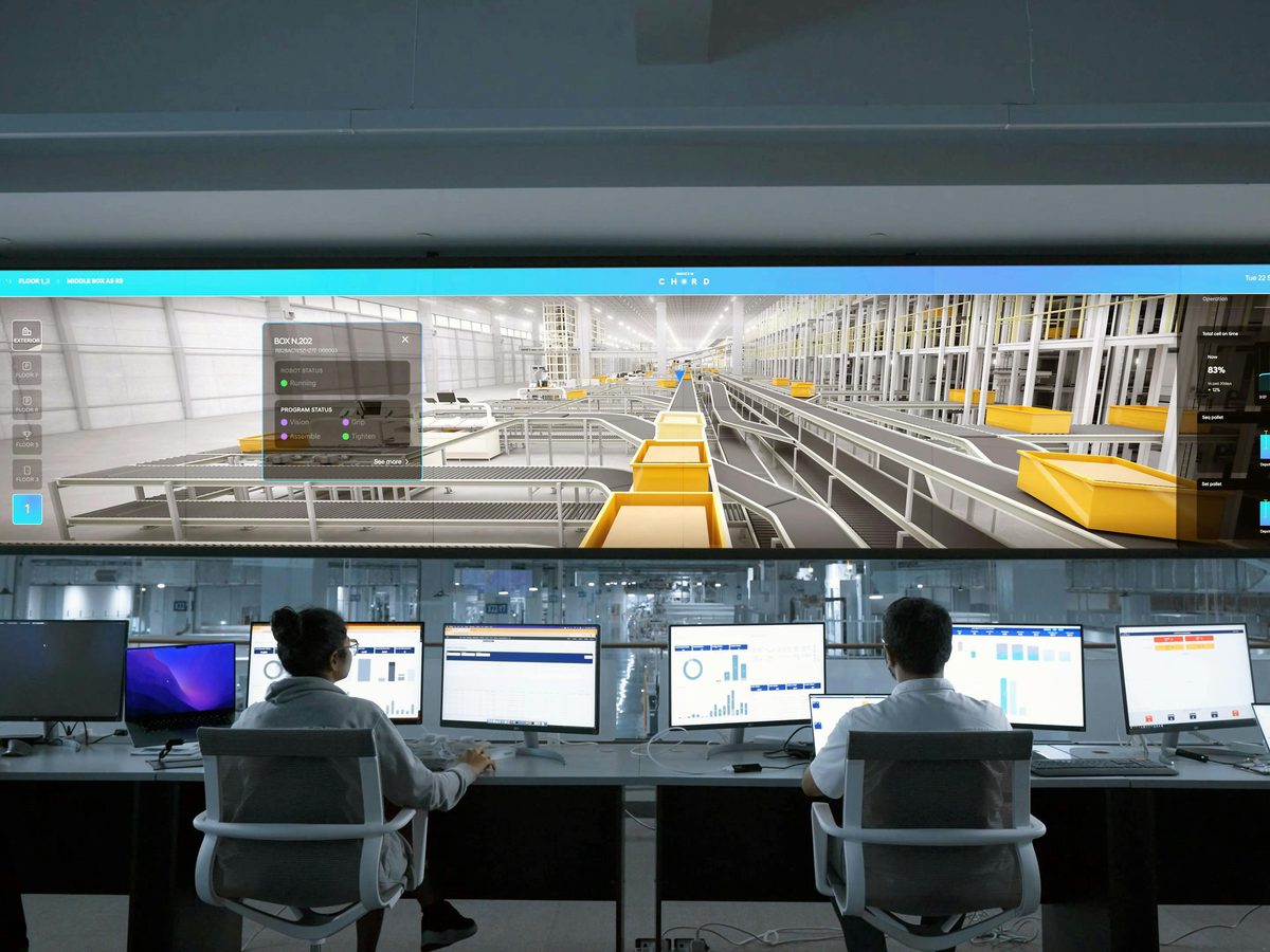 Network monitoring wall displaying infrastructure and operations telemetry